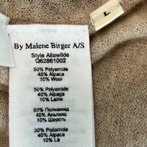 BY MALENE BIRGER Lightweight Tan Alpaca/Wool Blend Sweater Size Large - Picture 5 of 6